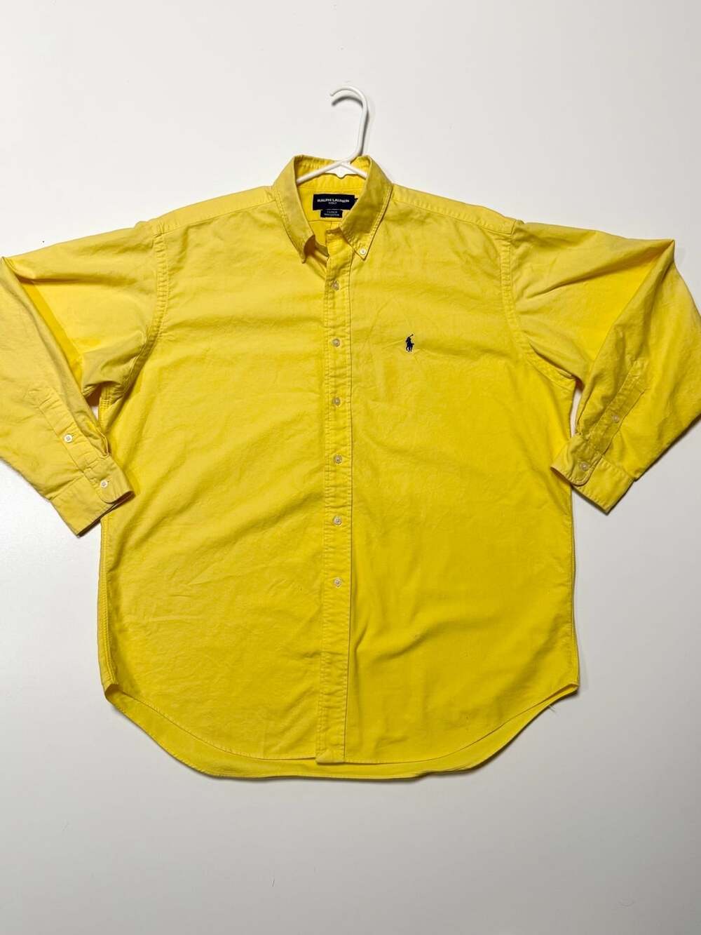 Ralph Lauren Mens Golf Tilden Button-Down Shirt Yellow Cotton Size L Old Money P